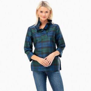 Devon Baer (Tuckernuck) - silk black watch tunic - sz L - exc condition $50